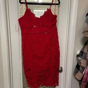 Red lace dress. From boohoo